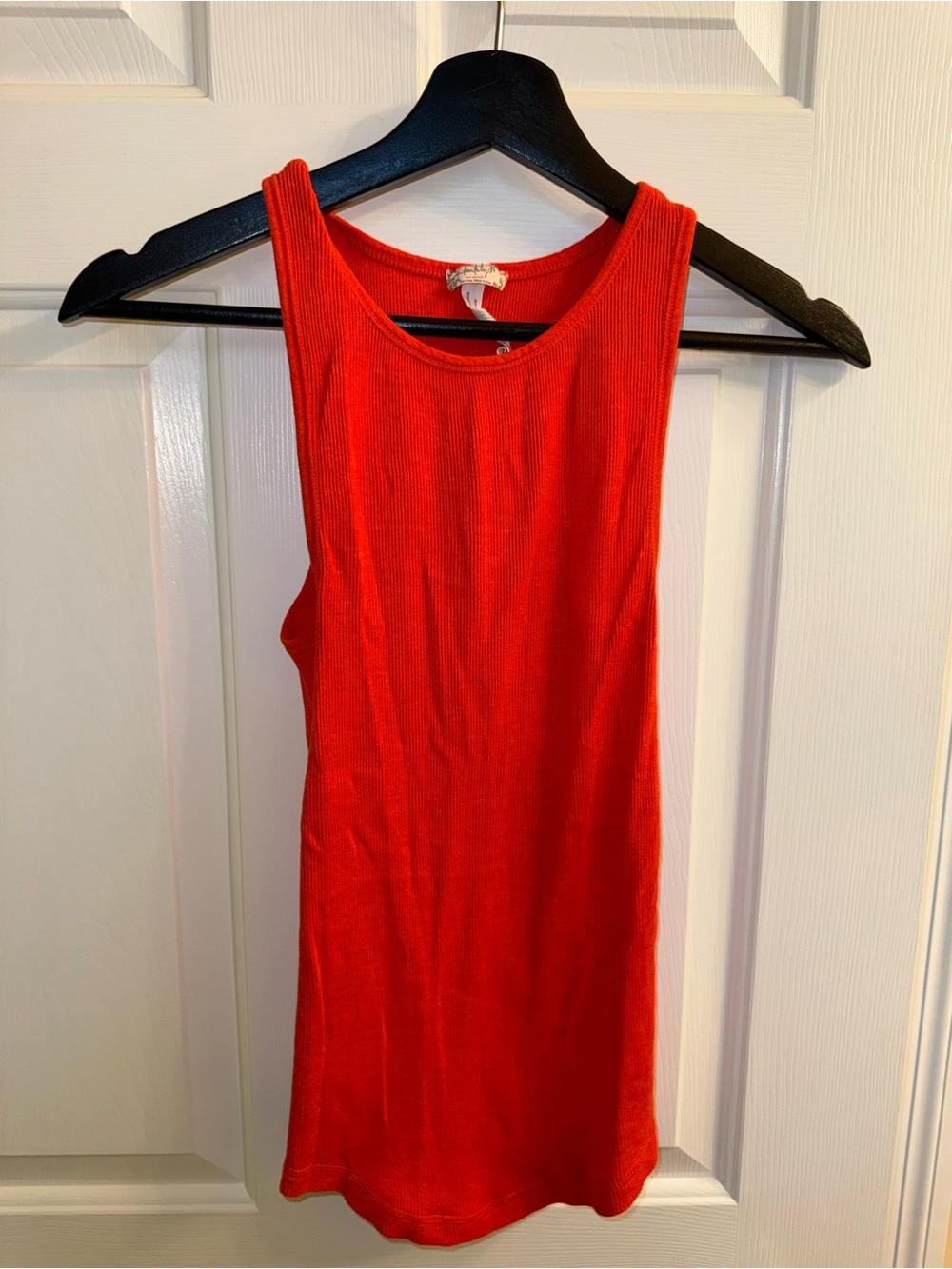 Free People Women's Orange Ribbed Tank Top, Size XS/S